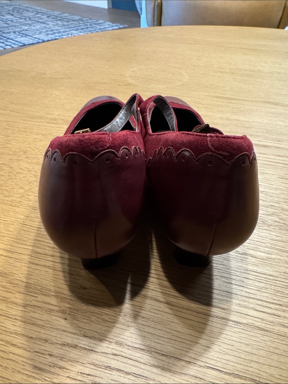 SAS Burgundy Mary Jane Low Heel Pumps - Picture 4 of 9
